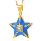 CZ Star Zirconia Pendant Enamel Dripping Necklace