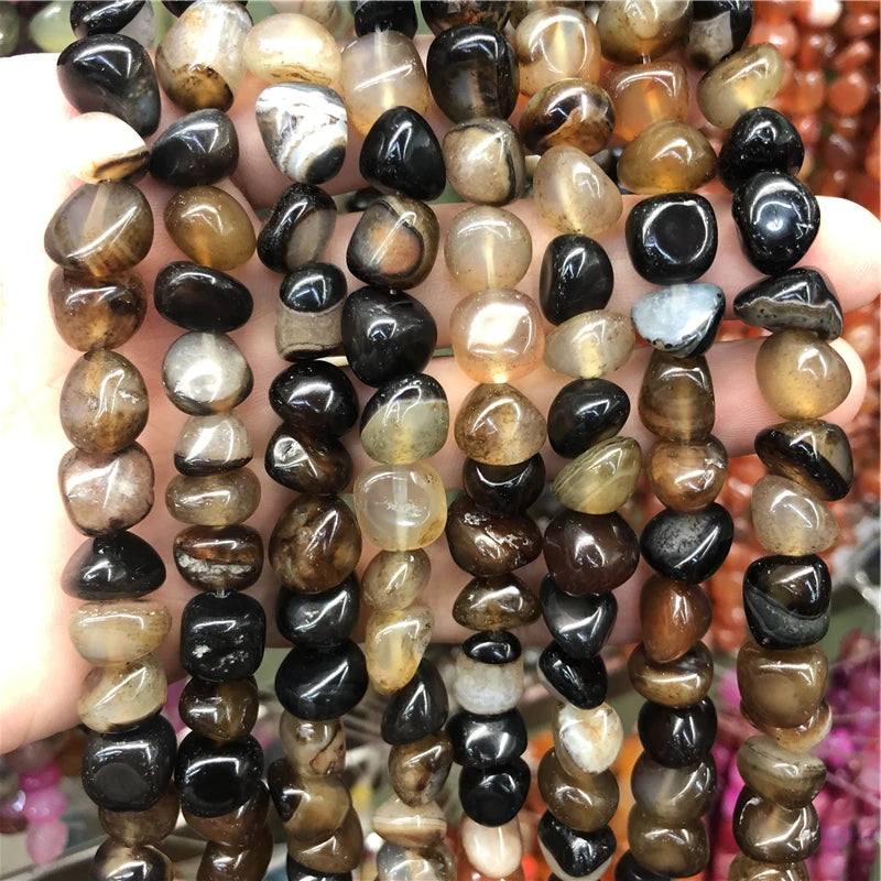 Glossy Variegated Onyx Loose Stone Beads for Jewelry Making