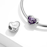 Heart Shape Purple Crystal Beads for Charms Bracelet DIY Jewelry Making