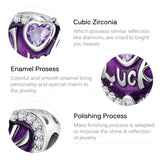 Heart Shape Purple Crystal Beads for Charms Bracelet DIY Jewelry Making