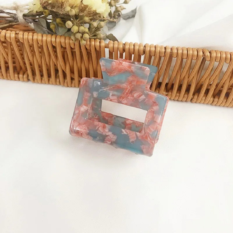 Colorful Tortoise Square Hair Clip Claws for Women Girls