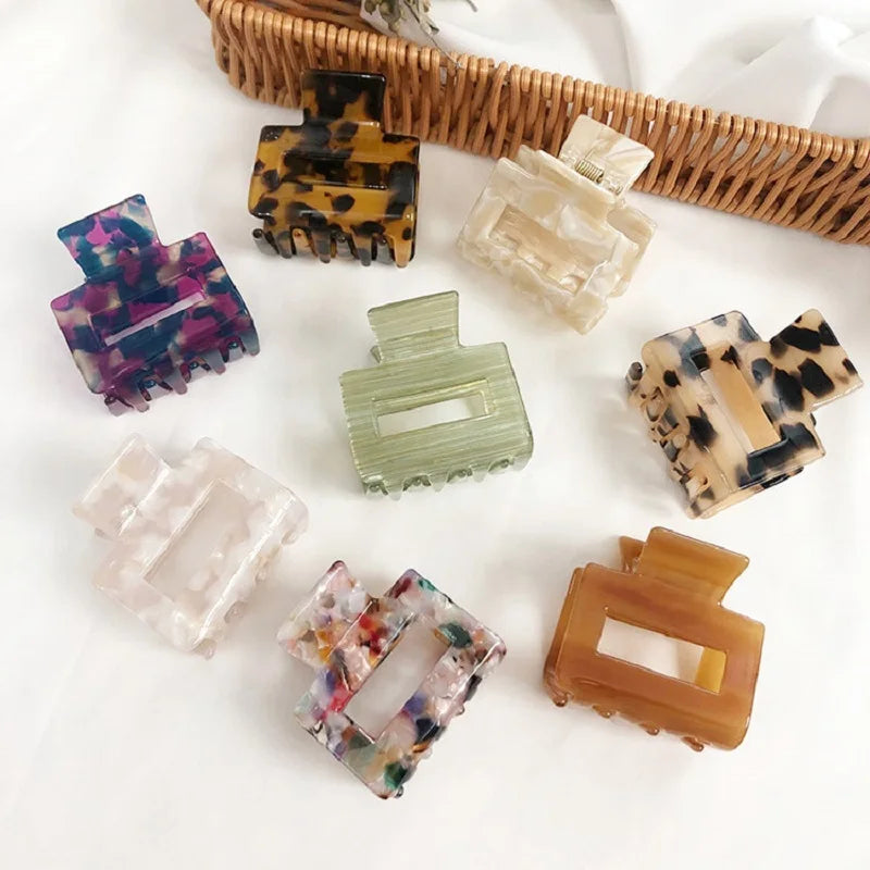 Colorful Tortoise Square Hair Clip Claws for Women Girls