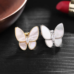 Shell Anti-glare Butterfly Brooch with Zirconia Jewelry