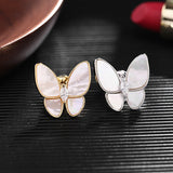 Shell Anti-glare Butterfly Brooch with Zirconia Jewelry