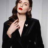 Shell Anti-glare Butterfly Brooch with Zirconia Jewelry