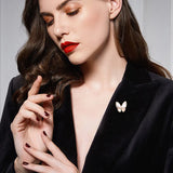Shell Anti-glare Butterfly Brooch with Zirconia Jewelry