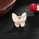 Shell Anti-glare Butterfly Brooch with Zirconia Jewelry