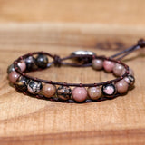 Vintage Leather Wrap Bracelet Tiger Eye Stone Single Wrap