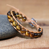 Vintage Leather Wrap Bracelet Tiger Eye Stone Single Wrap