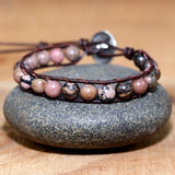 Vintage Leather Wrap Bracelet Tiger Eye Stone Single Wrap