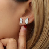 Small Butterfly Stud Earrings Stainless Steel Hypoallergenic Silver