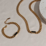 Stainless Steel Waterwave Punk Chain Bracelet Necklace for Women & Men