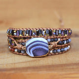 Vintage Striped Agate Shape Charm Bracelet - Unique Jewelry