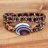 Vintage Striped Agate Shape Charm Bracelet - Unique Jewelry