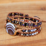 Vintage Striped Agate Shape Charm Bracelet - Unique Jewelry