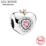 925 Silver Seahorse Heart Lock Charm for Bracelets