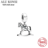 925 Silver Seahorse Heart Lock Charm for Bracelets