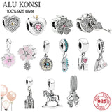 925 Silver Seahorse Heart Lock Charm for Bracelets