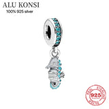 925 Silver Seahorse Heart Lock Charm for Bracelets