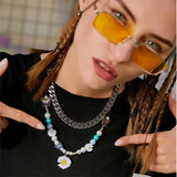 Daisy Enamel Butterfly Necklace Hip Hop Rap Men Women Sweater