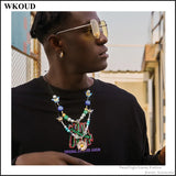 Daisy Enamel Butterfly Necklace Hip Hop Rap Men Women Sweater