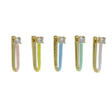 5A CZ Pastel Enamel U-Shaped Huggie Hoops Earring