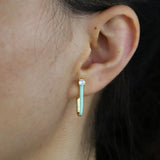 5A CZ Pastel Enamel U-Shaped Huggie Hoops Earring