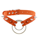 Summer Punk Orange PU Leather Necklace Goth Spike Choker