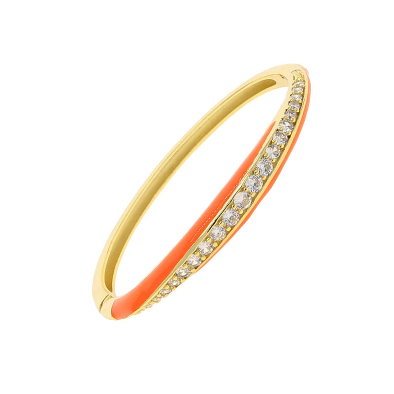 Neon Enamel CZ Bangle Bracelet - Summer Hot Selling Jewelry