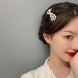Vintage Bow Hair Clip Pearl Hairpins for Women Girls Wedding Hair