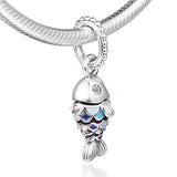 925 Silver Scaled Fish Dangle Charms for Bracelet DIY