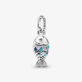 925 Silver Scaled Fish Dangle Charms for Bracelet DIY
