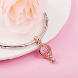 925 Silver Pink Hot Air Balloon Charm for Bracelets