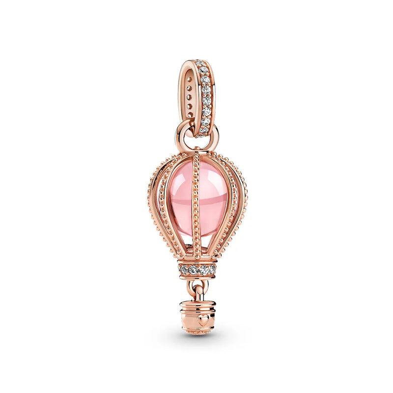 925 Silver Pink Hot Air Balloon Charm for Bracelets