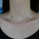 Summer Rose Jewelry 925 Sterling Silver Red Pink Enamel Fish Necklace