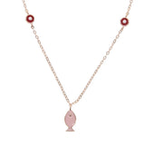 Summer Rose Jewelry 925 Sterling Silver Red Pink Enamel Fish Necklace