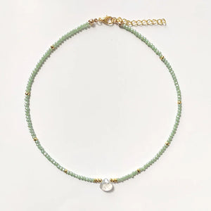 Summer Crystal Beaded Necklace Women Light Green Beads