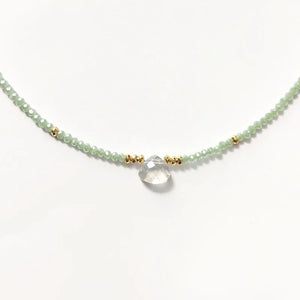 Summer Crystal Beaded Necklace Women Light Green Beads
