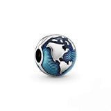 925 Sterling Silver Globe Clip Pendant Beads for Women's Jewelry Making