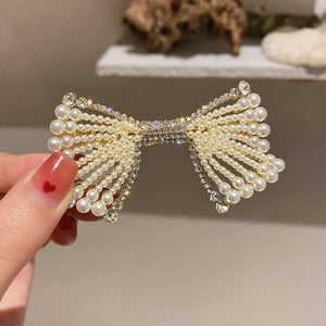 Summer Rhinestone Pearl Bow Hairgrips Wedding Hairpins