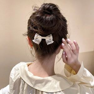Summer Rhinestone Pearl Bow Hairgrips Wedding Hairpins