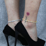 Summer Geometric Heart Round Square Marquise Oval Link Chain Anklet