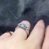 Lab Diamond Three Stone Ring 925 Silver Engagement Wedding Band