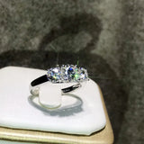 Lab Diamond Three Stone Ring 925 Silver Engagement Wedding Band