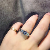 Lab Diamond Three Stone Ring 925 Silver Engagement Wedding Band