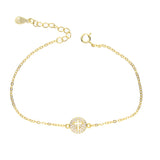 Small Cross Charm Micro Pave Clear Cz 925 Sterling Silver Bracelet
