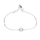 Small Cross Charm Micro Pave Clear Cz 925 Sterling Silver Bracelet
