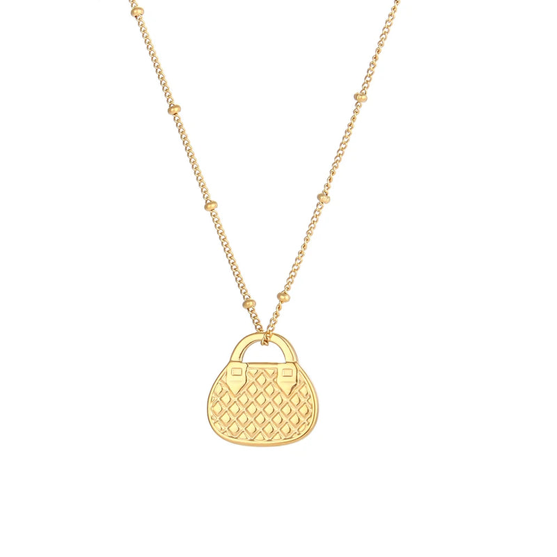 Bead Chain Handbag Pendant Necklace Plated Chain Jewelry for Women