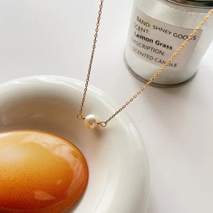 925 Silver Necklace with Irregular Pearl Pendant Choker