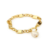Baroque Natural Pearl Retro Brass Plating Thick Chain Bracelet